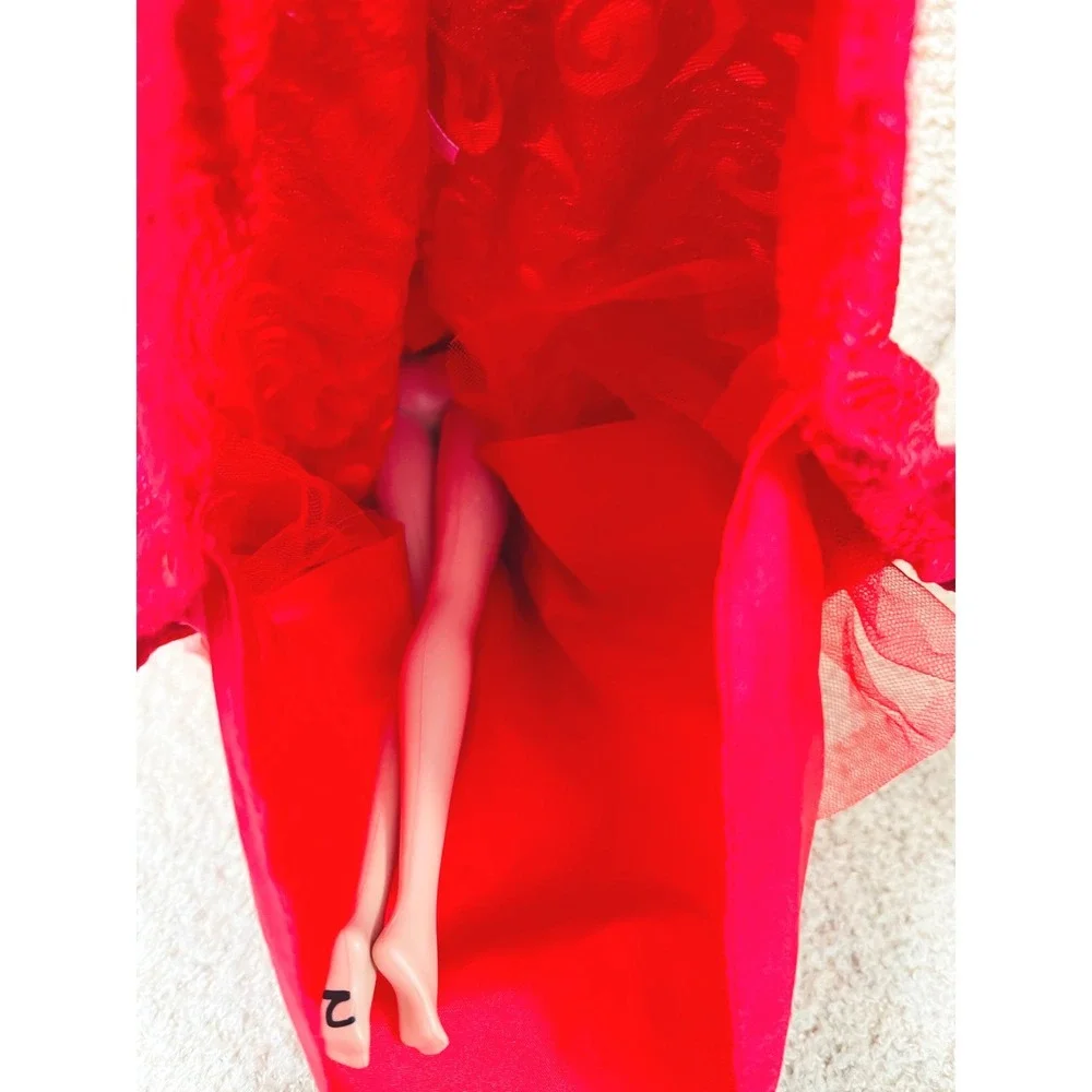 Mattel Barbie 2003 Doll Blonde Red Gown Silver Embroidery Jewelry No Shoes